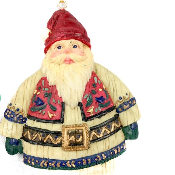 Santa Pair of Ornaments in Traditional Slavik Dress Resin ornaments with loops - Picture 2 of 8
